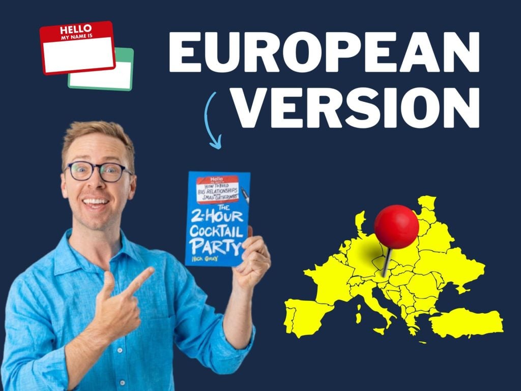 header text: european version on a dark blue background and nick holding his book